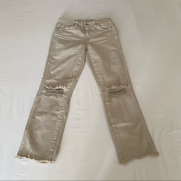 7 FAM Ankle Straight Raw Hem Frayed Jeans 24 - Picture 9 of 9